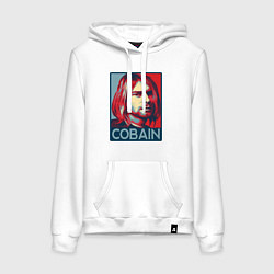 Толстовка-худи хлопковая женская Nirvana - Kurt Cobain, цвет: белый