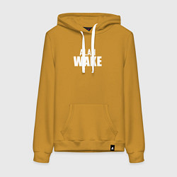 Толстовка-худи хлопковая женская Alan Wake logo, цвет: горчичный