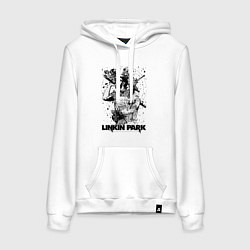 Толстовка-худи хлопковая женская Linkin Park all, цвет: белый