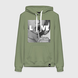 Толстовка-худи хлопковая женская Непристойная девушка с чупа чупсом, цвет: авокадо