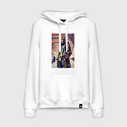 Толстовка-худи хлопковая женская Tiger fashionista - neural network, цвет: белый