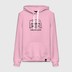 Толстовка-худи хлопковая женская Living on a player, цвет: светло-розовый