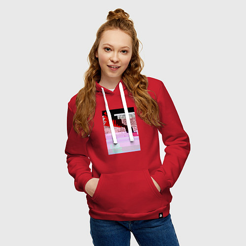 Женская толстовка-худи Abstract glitch / Красный – фото 3