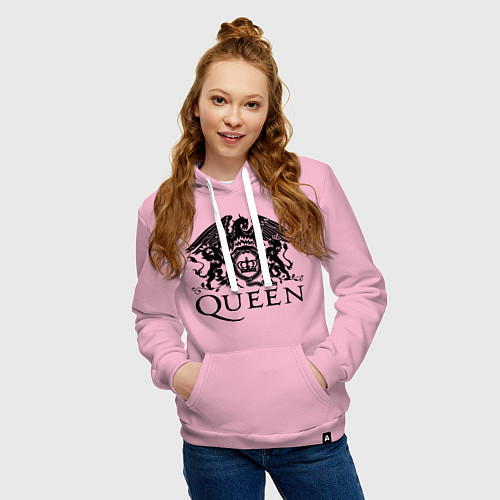 Женская толстовка-худи Queen - logo / Светло-розовый – фото 3
