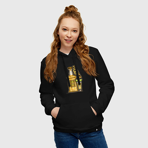 Женская толстовка-худи Текила с лаймом / Черный – фото 3