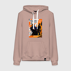 Толстовка-худи хлопковая женская КС 2 Азимов, цвет: пыльно-розовый