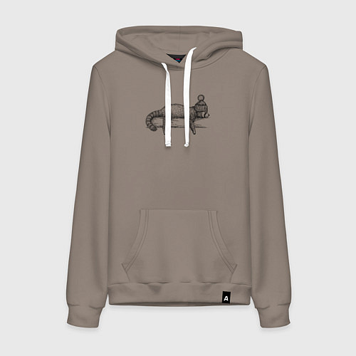 Женская толстовка-худи Рыжая панда отдыхает / Утренний латте – фото 1