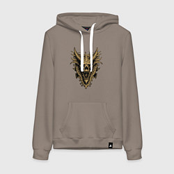 Толстовка-худи хлопковая женская Череп монстра, цвет: утренний латте