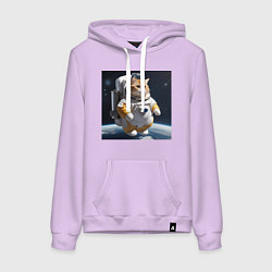 Толстовка-худи хлопковая женская Толстый котик астронавт, цвет: лаванда