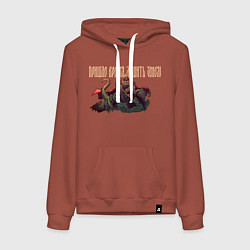 Толстовка-худи хлопковая женская Пришло время русов, цвет: кирпичный