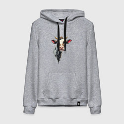 Толстовка-худи хлопковая женская Злая корова, цвет: меланж