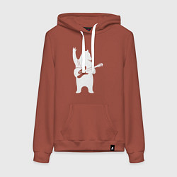 Толстовка-худи хлопковая женская Мишутка рокер, цвет: кирпичный