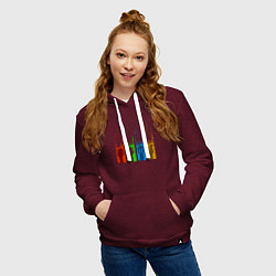 Толстовка-худи хлопковая женская Четыре гитары, цвет: меланж-бордовый — фото 2
