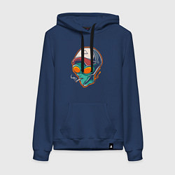Толстовка-худи хлопковая женская Smoking alien, цвет: тёмно-синий