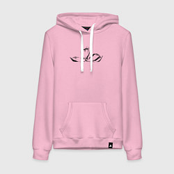Толстовка-худи хлопковая женская Пара лебедей трафарет, цвет: светло-розовый