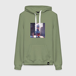 Толстовка-худи хлопковая женская Killua Zoldyck аниме персонаж из Hunter x Hunter, цвет: авокадо