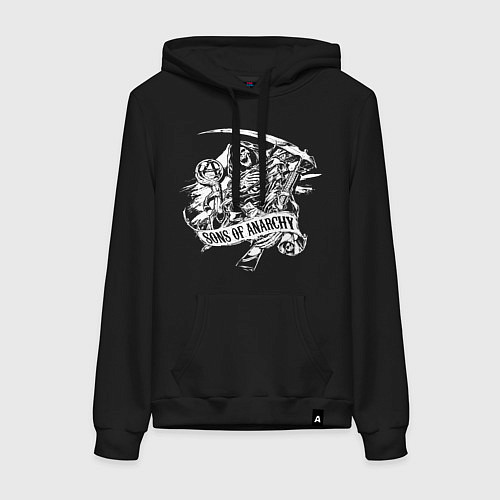 Женская толстовка-худи Логотип - сыны анархии / Черный – фото 1
