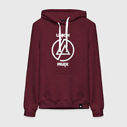 Толстовка-худи хлопковая женская Linkin Park logo, цвет: меланж-бордовый