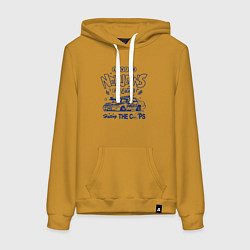 Толстовка-худи хлопковая женская Newjeans police, цвет: горчичный