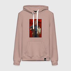 Толстовка-худи хлопковая женская Postal - petition, цвет: пыльно-розовый