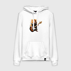 Толстовка-худи хлопковая женская Хомяк-певец, цвет: белый