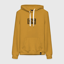Толстовка-худи хлопковая женская Леттеринг древнерусской вязью - пятница, цвет: горчичный