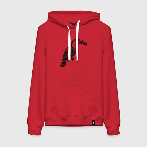 Женская толстовка-худи Тукан на жердочке / Красный – фото 1