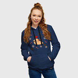 Толстовка-худи хлопковая женская Я люблю капибар, цвет: тёмно-синий — фото 2