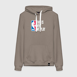 Толстовка-худи хлопковая женская NBA вот почему мы играем, цвет: утренний латте