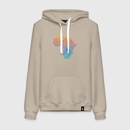 Женская толстовка-худи Разноцветная зебра / Миндальный – фото 1