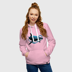 Толстовка-худи хлопковая женская Акула портрет, цвет: светло-розовый — фото 2