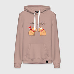Толстовка-худи хлопковая женская Мем капибара: жрешь, нет дегустирую, цвет: пыльно-розовый