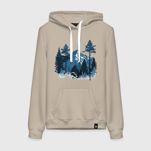 Женская толстовка-худи Графика горный пейзаж / Миндальный – фото 1