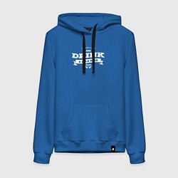 Толстовка-худи хлопковая женская Пей холодное пиво, цвет: синий
