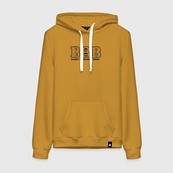 Толстовка-худи хлопковая женская Баскет бургер пиво, цвет: горчичный