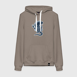 Толстовка-худи хлопковая женская Чужой инопланетянин из порванной дыры, цвет: утренний латте