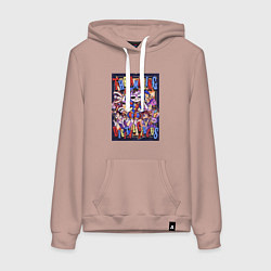 Толстовка-худи хлопковая женская Удивительный цифровой цирк в сборе, цвет: пыльно-розовый