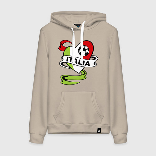 Женская толстовка-худи Italia Football / Миндальный – фото 1