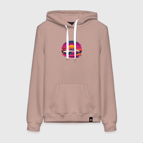 Женская толстовка-худи Синтвейв закат / Пыльно-розовый – фото 1