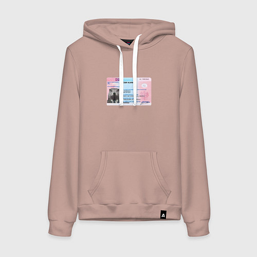 Женская толстовка-худи Bobr kurwa passport / Пыльно-розовый – фото 1