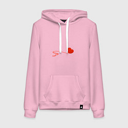 Толстовка-худи хлопковая женская Клубок сердечком, цвет: светло-розовый