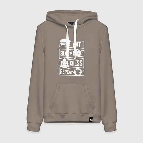 Женская толстовка-худи Еда сон шахматы / Утренний латте – фото 1