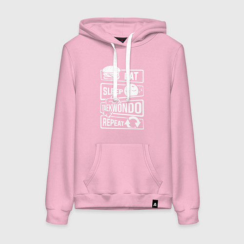 Женская толстовка-худи Еда сон тхэквондо / Светло-розовый – фото 1