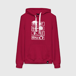 Толстовка-худи хлопковая женская Еда сон пилон, цвет: маджента