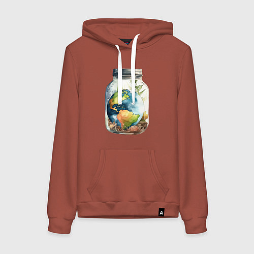 Женская толстовка-худи Мир в банке - Земля / Кирпичный – фото 1
