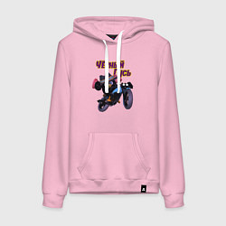 Толстовка-худи хлопковая женская Чёрный Гусь - Только свистни он появится, цвет: светло-розовый