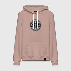 Толстовка-худи хлопковая женская Компас из рун вегвизир, цвет: пыльно-розовый