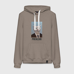 Толстовка-худи хлопковая женская Приемлемо - кот мем в живописи, цвет: утренний латте