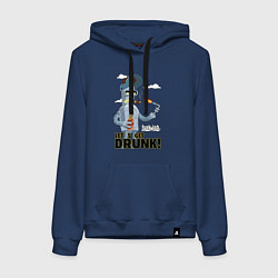 Толстовка-худи хлопковая женская К черту работу - давайте выпьем, цвет: тёмно-синий