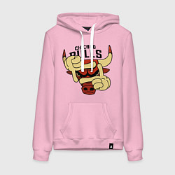 Толстовка-худи хлопковая женская Bulls logo with hands, цвет: светло-розовый